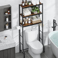 Kitsure Over The Toilet Storage Rack, 3-Tier Metal Frame | Small Bathroom, Space Saving Storage, Heavy Duty Metal Frame, Easy Assembly, Brown & Black, 61"H