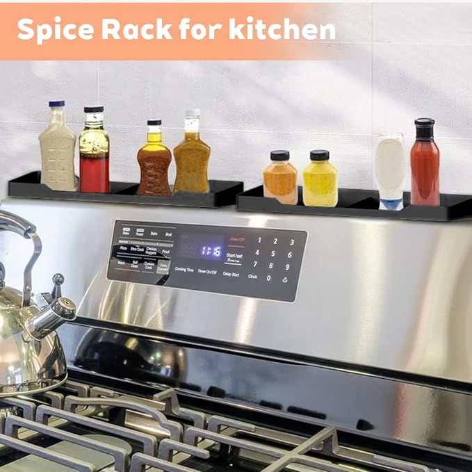 30" Magnetic Silicone Stove Top Shelf - Spice Rack for Back of Stove
