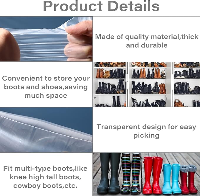 Portable Boot Storage Bags Dust Proof Shoe Bags for Storage Shoes, Boot, Clothing, Books, Toys and others, 8 Pcs 15.7"x27.5" Tall Boots Organizer Protector Bag for Home and Travel