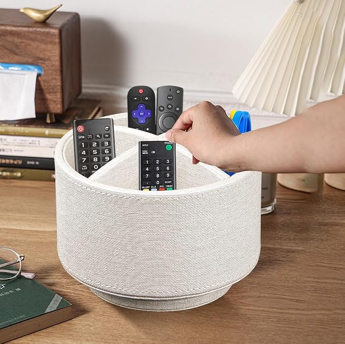 BIBELUN TV Remote Control Holder 360 Swivel Pen Holder Art Supply Organizer | Nightstand Organizer Caddy, Desk Accessories for Media Controllers Office Supplies, Living Room Bedside Table Decorations