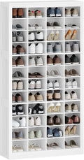 Hzuaneri Shoe Storage Cabinet, 48 Pairs Free Standing Closet Organizer, 9 inch Widened Cell Wood Shoe Organizer, 12 Tiers Vertical Space Saving Shoe Rack for Entryway, Cloakroom, White SR39603X