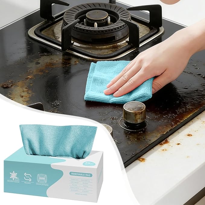 Microfiber Cleaning Cloths in Box, 20 Pack Extract Towels, Lint Free Reusable Rags for Household Kitchen Cleaning, Ultra Absorbent Multi-Purpose Wipes for Car Wash Detailing (01)