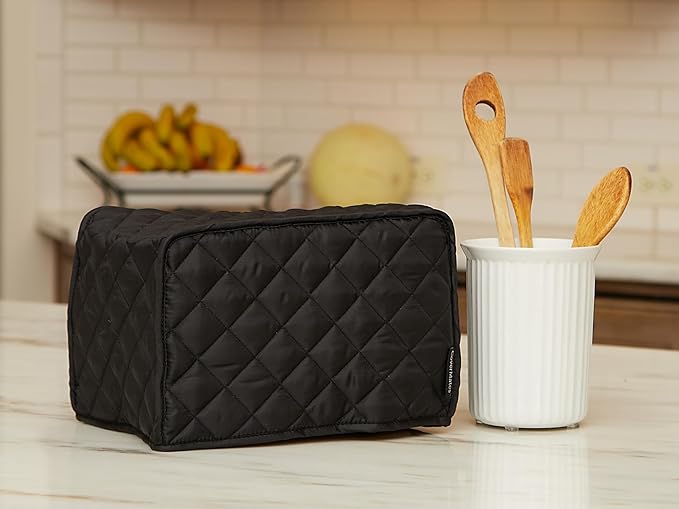 Covermates Keepsakes Rectangular Appliance Cover – Quilted Kitchen Appliance Cover for Countertop Storage – Dust Protection – Stain Resistant – Washable – Slip-On Appliance Design, Black