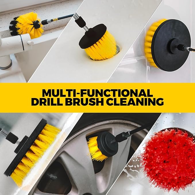 Holikme 22Pack Drill Brush Attachments Set,Scrub Pads & Sponge, Buffing Pads,Power Scrubber Brush,Car Polishing Pad Kit,Wax Applicator Pad,Car Cleaning Kit,Masonry Brushes,Cleaning Supplies | Buffing Sponges, Nylon Grout Tools, Microfiber Wax Pads, Til...