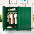 71 "Metal Armoire Wardrobe Closet, Steel Clothing Storage Cabinet with Adjustable Shelves and Hanging Rod, Household Steel Wardrobes Storage Cabinet with Adjustable standing feet (Wardrobe-Green)