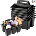 6 Pack Classroom Caddy Organizer with Handle, Table Caddy Classroom | 4 Compartments, 9×6.3×6.7 inches, Thick Durable PP Plastic, Built-in Handle, Stackable Design, for Classroom Desk Office Home