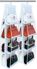 purse organizer, 2 Pack,purse organizer for closet, Upgrade Larger8 Pockets, hand bag storage organizer, thicken Metal Hooks, bag organizer, purse hanger，White