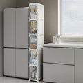 5-Tier Tall Slim Narrow Bathroom Storage Cabinet, White | Tool Free Assembly, Adjustable Shelves, Fits for Narrow Spaces, Reinforced Stability, Magnetic Clear Door