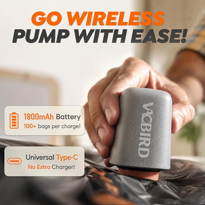 Rechargeable Wireless Pump Travel Storage Bags Set - 15 Pack Large Size Vacuum Bags for Travel & Home, Space-Saving Compression Packing for Clothes, Blankets & Bedding