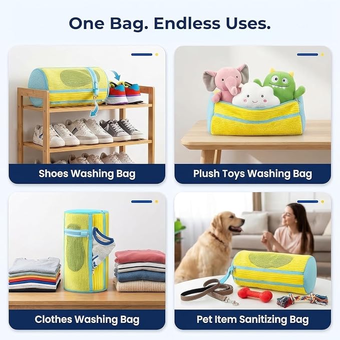 8-Piece Shoe Washing Machine Bag & Dryer Bag for Shoes 4x Each - 360° Thick Protection, Highly Durable Mesh Sneaker Washer w/Zipper Lock – Deep Cleaning Sneaker Laundry Bag for Spotless Shoes