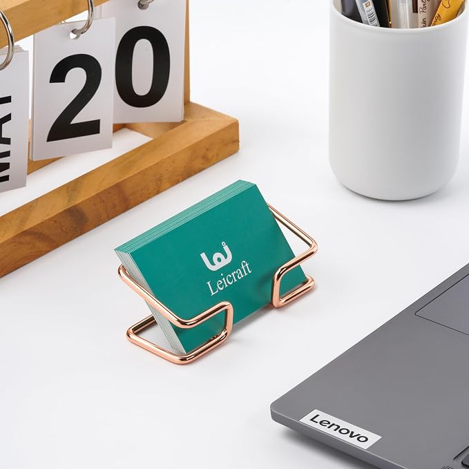 Business Card Holder for Desk, Cute Metal Card Organizers and Office Desk Accessories for Men and Women (Black)