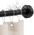 Shower Curtain Rod Tension No Drill Adjustable 48-74 Inch, Black | One-Piece Single Telescopic Rod No Splicing, 1" Diameter Anti-Rust Heavy Duty for Bathroom Window Room Divider Bedroom Closet
