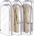 BALEINE 48'' Clear Garment Bags, 10.5'' Wide PEVA Suit Bag for Closet Clothes Dresses Suit Coats Storage (Clear, 6PK)
