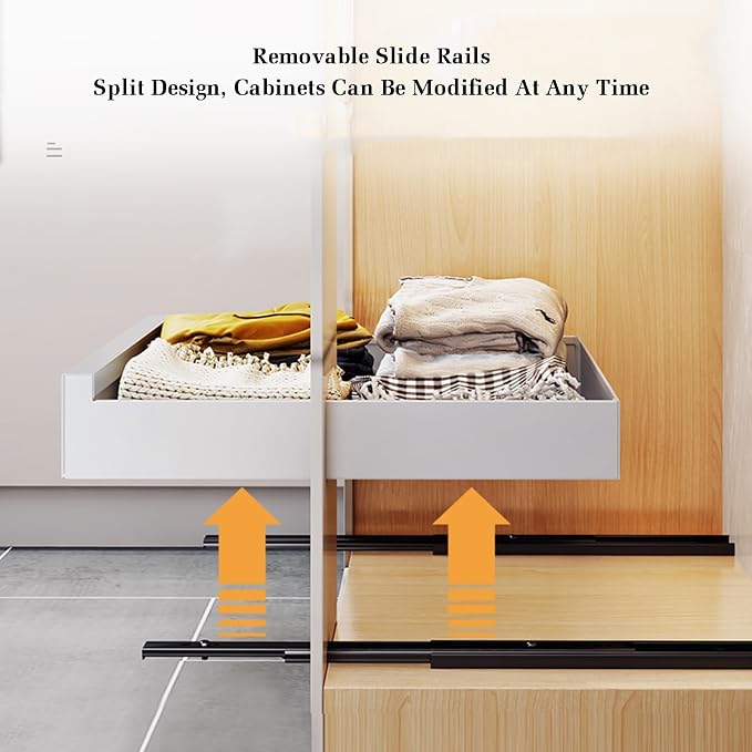 Pull Out Cabinet Storage Basket,Pull Out Wardrobe Storage Box,Stackable Detachable Baskets,for Kitchen Office Wardrobes Cupboard Storage(43x35x8cm)