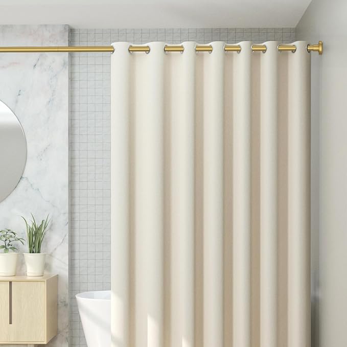 CorkLatta Gold Shower Curtain Rod 31 to 68 Inch,1 Inch Diameter Adjustable Spring Tension Stainless Steel Telescoping Rod,Easy Install,No Rust