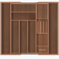 TIOPGHAD Bamboo-Silverware-Drawer-Organizer-Kitchen, Expandable Utensil Holder Cutlery Tray Flatware Organization Adjustable Wood Tableware Dividers Storage (with Removable Knife Block)(Brown)