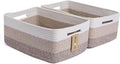 MiniArk Large Storage Baskets for Shelves, 17 x 13 x 7.5” Closet Organizers Bins for Clothes Blanket Towels, Baby Nursery, Toy Baskets Box, Woven Rope Baskets, 2 Packs Gradient Brown