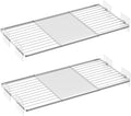 SANNO Tension Shelf Organizer for Closet, Adjustable 17-31" with Heavy-Duty Adhesive - DIY Expandable Shelf Dividers for Cabinet, Pantry, Wardrobe, Kitchen, 2 Pack