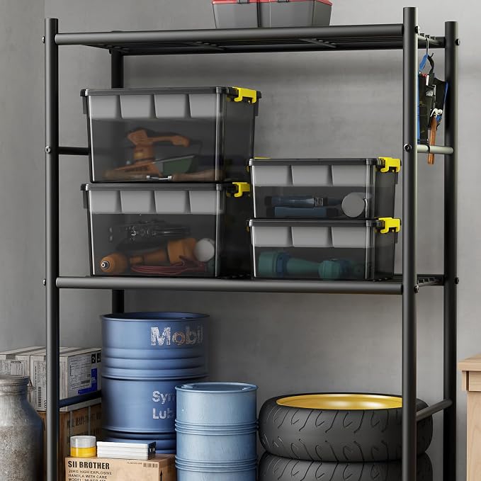 20Qt & 40Qt Stackable Storage Bins with Lids & Trays, Clear Plastic Latching Boxes Organizers with Dividers Portable Containers for Arts & Crafts,Home &Car Trunk Organization,Clear Grey,2Pack