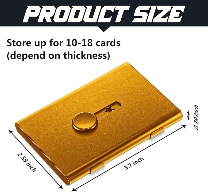 Tatuo 2 Pcs Business Card Holder Thumb Drive Black Gold Stainless Steel Business Name Card Case Portable Slide out Name Holder Wallet Nice Design Pocket for Men and Women