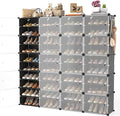 Portable Shoe Rack Organizer with Door, 80 Pairs Shoe Storage Cabinet Easy Assembly, Plastic Adjustable Shoe Storage Organizer Stackable Detachable Free Standing DIY Expandable 10 Tier Black