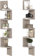 HOOBRO Corner Shelf Wall-Mounted, Set of 2 Floating Corner Shelves for Wall, 5-Tier Corner Bookshelves for Living Room, Bedroom, Bathroom, Home Office, Greige BG26BJP201
