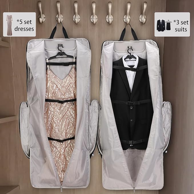 BESMART Garment Bags for Travel, 51" Large Suit Bag for Business Trips | Waterproof,Hangs 3 Suits,Foldable,Wrinkle Free Spacious Luggage Suit Cover,Adjustable Strap,Carry On Flight Approved,Blue