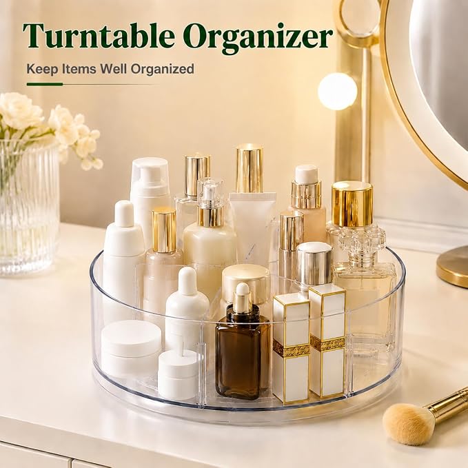 4 Pack Lazy Susan Organizer, 10.5 Inch Turntable Organizer with Non-Skid Base, Lazy Susan Organizer for Cabinet, Kitchen Countertop, Pantry, Refrigerator and Bathroom Storage (4 Pack, 11.5)