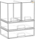 Clear Stackable Storage Drawers: Baby Bottle Storage Organizer, Acrylic Bottles Station Organizer Container for Countertop, Vanity, Bathroom, Cabinet Organization - 4 Pack