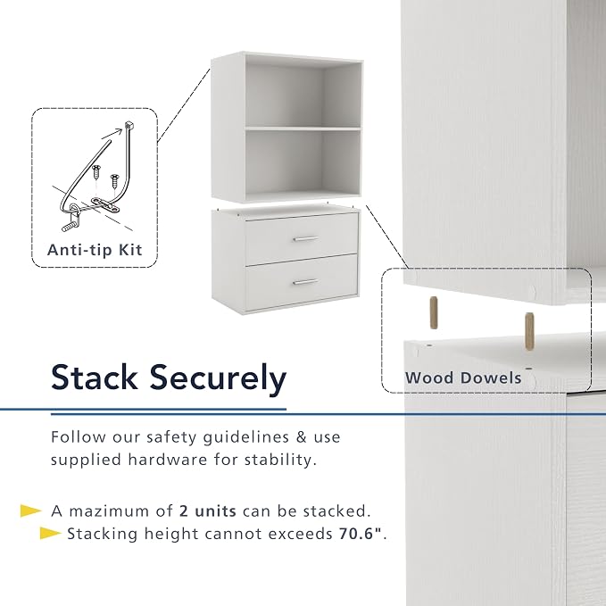 Homes: Inside + Out Apexa 3-Tier Cube Storage Organizer Shelves, Stackable Wood Bookcase Fits Cubby Bins for Organization, Dorm Teen Room Decor & Home Office, Light Pink