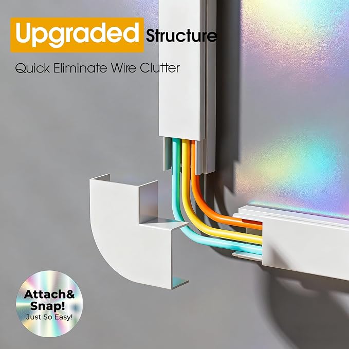 425in TV Cord Hider Wall, Cord Covers for 2-3 Wires on Wall, Easier Set-up Cable Hider Wire Covers for Cords on Wall, Paintable Cable Cover Management to Hide TV Wires, W0.95 H0.55in, White