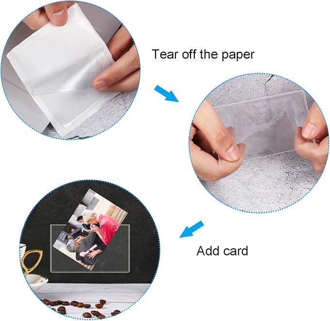30 Pack Self-Adhesive Index Card Pockets with Top Open for Loading - Ideal Index Card Holder for Organizing and Protecting - Crystal Clear Plastic(3.7 x 2.3 Inches)
