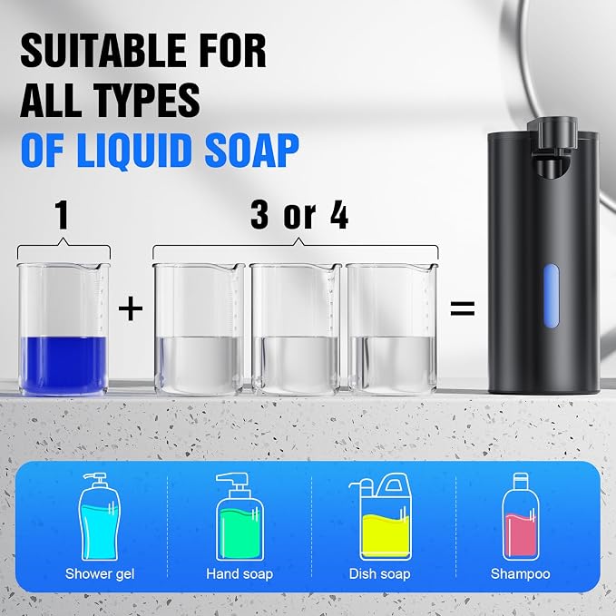 Fantictas Touchless Foaming Soap Dispenser, Stainless Steel Automatic Foam Soap Dispenser, USB-C Rechargeable Sensor Pump with 3 Adjustable Levels, 11.5 oz for Bathroom & Kitchen