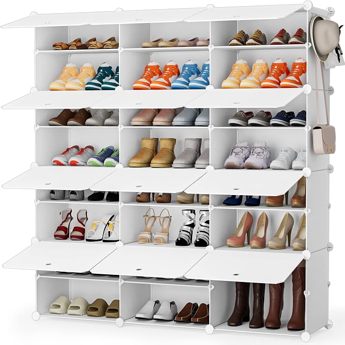 HOMIDEC Shoe Storage Cabinet, 48 Pairs Shoe Rack 3 by 8 Tier Space Saving Shoe Organizer for Closet Hallway Living Room Bedroom Garage
