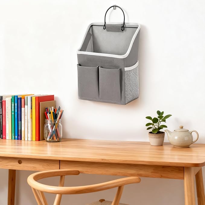 Wall Hanging Storage Bag, Hanging Storage Basket for Organizing, Wall Organizer with Pockets for Bathroom, Bedroom, Dormitory, RV