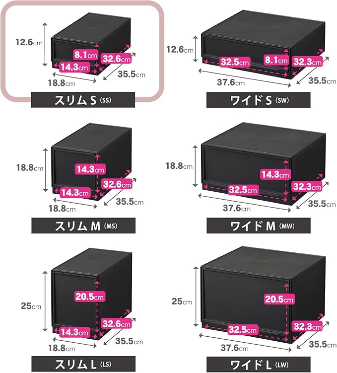 Sanka D2SC-SSBK Modular Case, Freely Combined, Drawer Storage Case, Slim S, Black, Can Be Combined According to Your Lifestyle, Pull Out, Quick Close, Rubber Stopper to Prevent Slipping, Locking