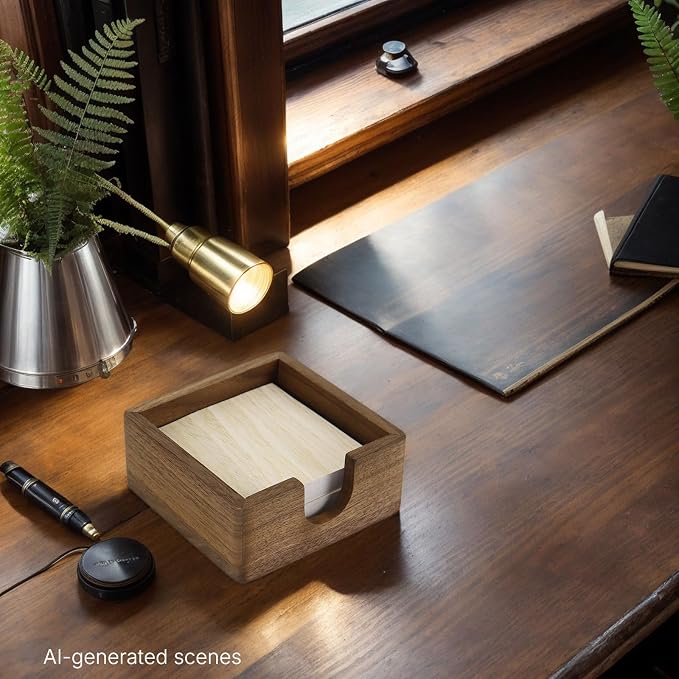 Buqoo North American Black Walnut Wood Sticky Note Holder | Pad Holder for Desk, Memo Holder Paper Dispenser, Desktop Accessories Organizer for Office School Home