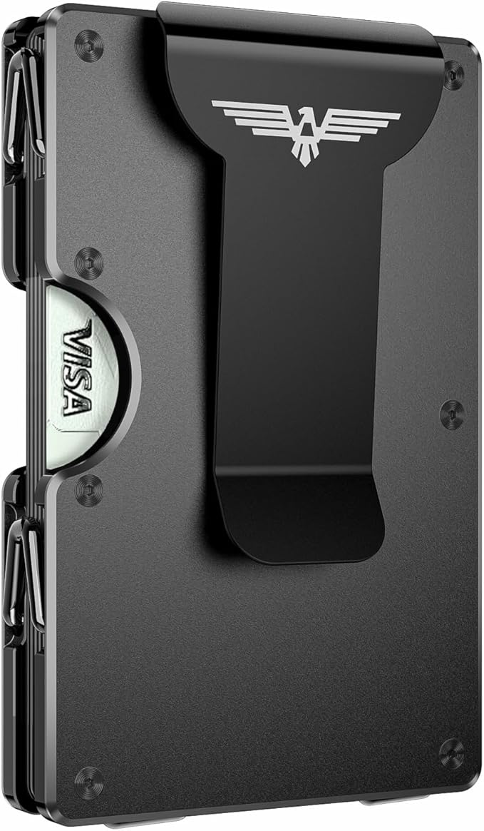 Lenvoten Upgraded Hinged Minimalist Wallet for Men | Slim Metal RFID Blocking Wallet | Credit Card Holder & Money Clip Holds 20 Cards | Premium Scratch-Resistant Finish | Ideal Gift for Men