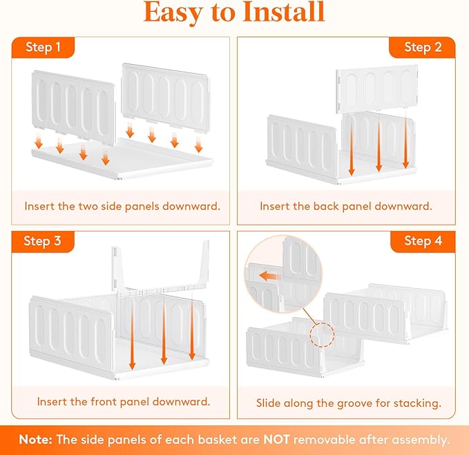 Lifewit 16 Pack Stackable Closet Organizers and Storage Basket for Clothes, Plastic Sweater Storage Bins for Wardrobe, Multifunctional Pants Organizer for RV, Pantry, Bathroom, Kitchen, Dorm, 24L