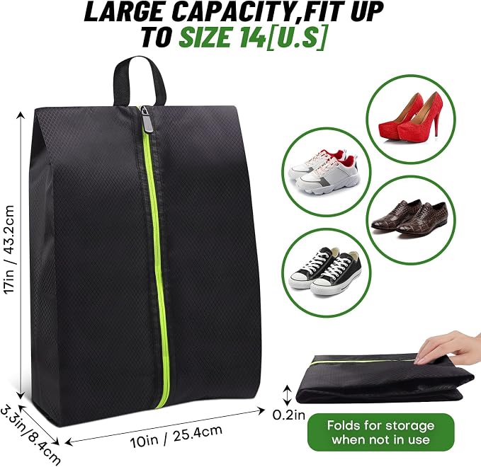 Roliwils 2 Pack Smell Proof Shoe Cleat Bag with Reinforced Handle | Odor-resistant Cleat Bag with Carabiner | Travel Shoe Organizer for Men | Baseball Soccer Footwear Storage