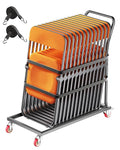 VEVOR Folding Chair Rack, 300 LBS Capacity, L-Shape Vertical Placement Chair Cart for 25 Chairs, Heavy-Duty Metal Chair Storage Dolly with Rubber Wheels, Multi-Function Chair Holder, Matte Black