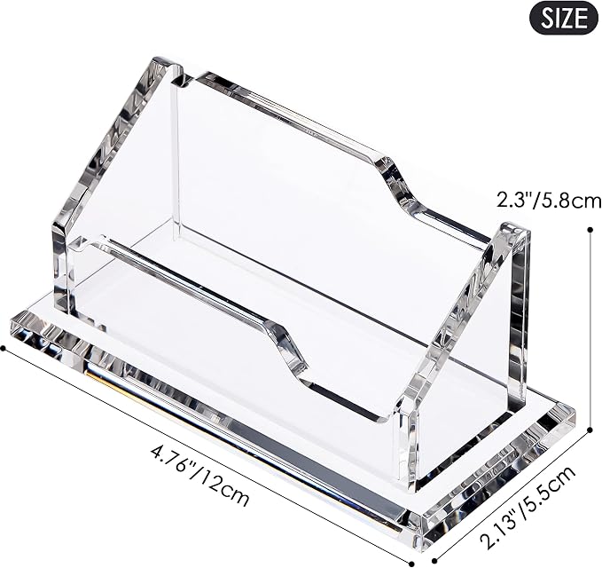 SANRUI Acrylic Business Card Holder for Desk, Single Clear Card Display Stand, Horizontal Desktop Business Card Organizer for Tabletop Countertop Office, Holds 60 Cards