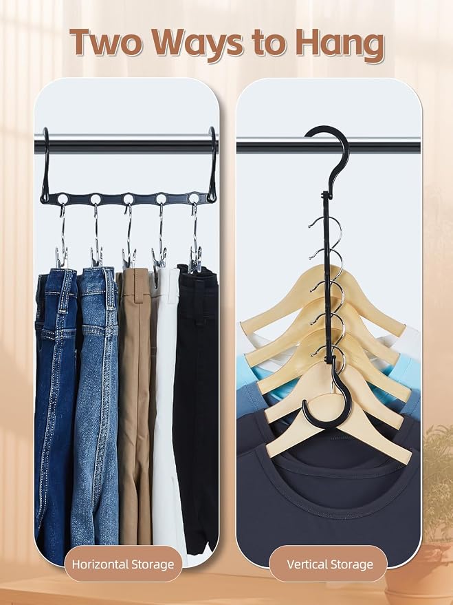 HOUSE DAY Space Saving Hanger 20 Pack, Black Magic Hangers Multifunctional | for Closet Organizers and Storage for Heavy Clothes, Dorm Room Bedroom Home RV Car Camper Organization Essentials