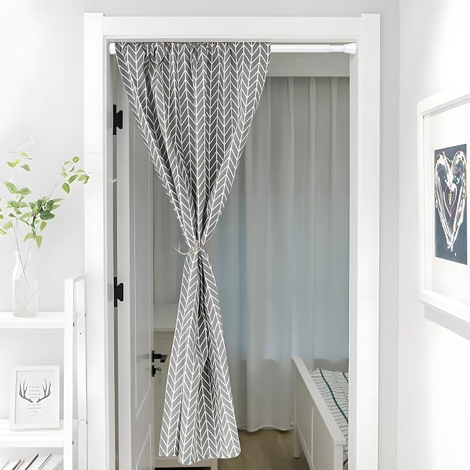 White Tension Curtain Rod for Windows 28 to 48 inch, Adjustable Extendable Pressure Spring Curtain Rod No Drilling, 7/8" Spring Tension Rod for Bathroom Bedroom Doorway Closet Door