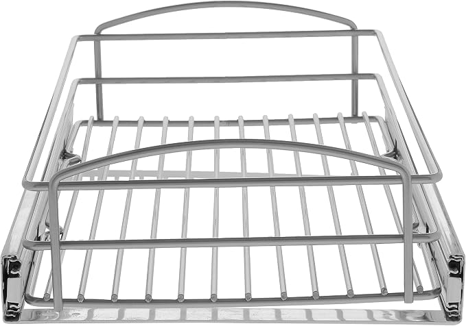 Knape & Vogt RS-MUB-11-FN 5 in. H x 12 in. W x 20 in. D Multi-Use Pull-Out Basket Cabinet Organizer in Silver