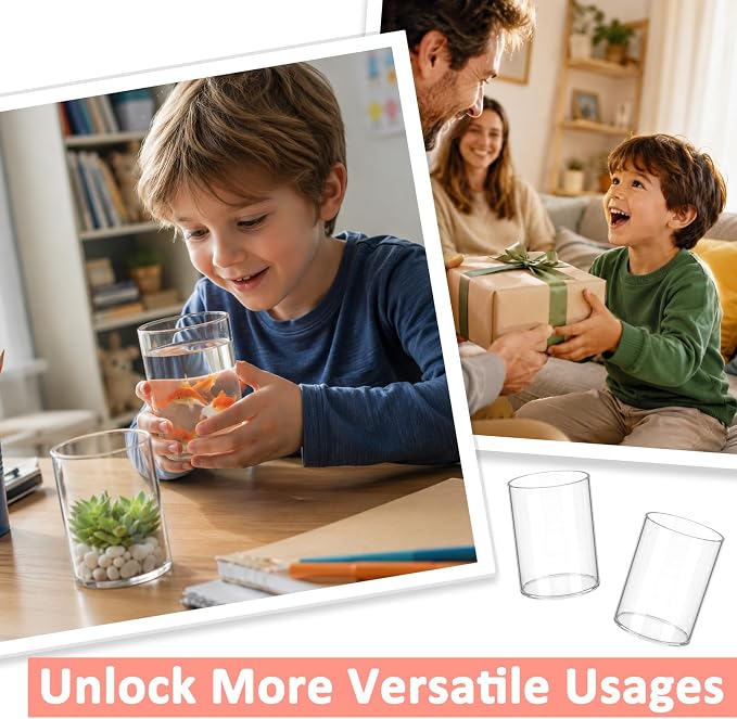 Mototo 3PCS Clear Acrylic Pen Holder Round Pencil Cup Office Desk Organizer | Toothbrush Utensil Holder Marker Makeup Brush Organizer Pencil Box Coffee Stirrers Storage Container for Classroom Counter