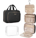 BAGSMART Toiletry Bag Hanging Travel Makeup Organizer with TSA Approved Transparent Cosmetic Bag Makeup Bag for Full Sized Toiletries, Large-Blck