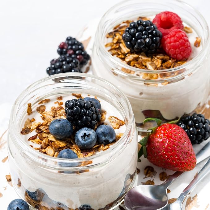 SHOWIN Overnight Oats Containers with Lids, 10oz Glass Jars with Lids 8 pcs, Milk White, Wide Mouth Mason jars for Salad, Yogurt, Snacks, Meal Prep