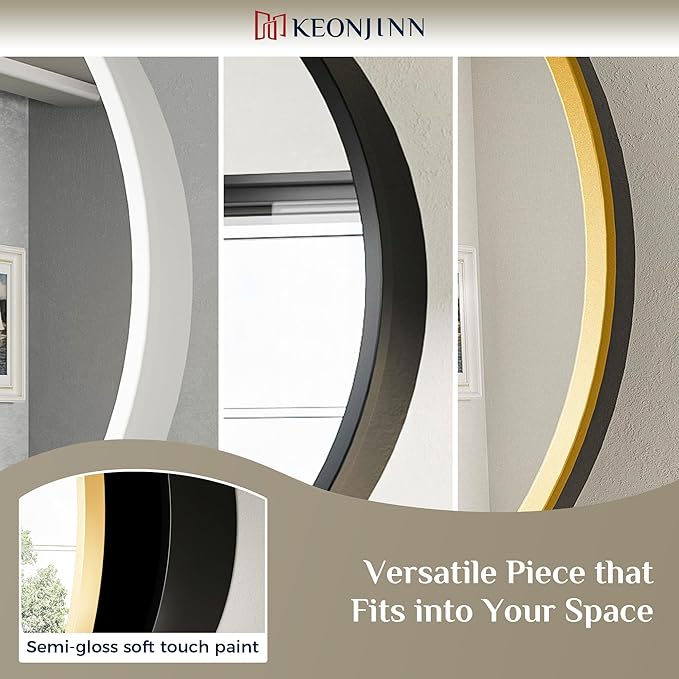 Keonjinn 20 Inch Round Medicine Cabinet with Mirror, White Surface Mount Only Mirror Medicine Cabinet, Modern Medicine Cabinets with Mirror, Metal Framed Bathroom Vanity Mirror with Storage