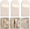 3PCS Space Saving Hanging Garment Bag with Self Compression Zipper, Compression Space Saver Closet Storage Organizers, Dust Cover Clothes Bags for Down Coat (Beige,Large)
